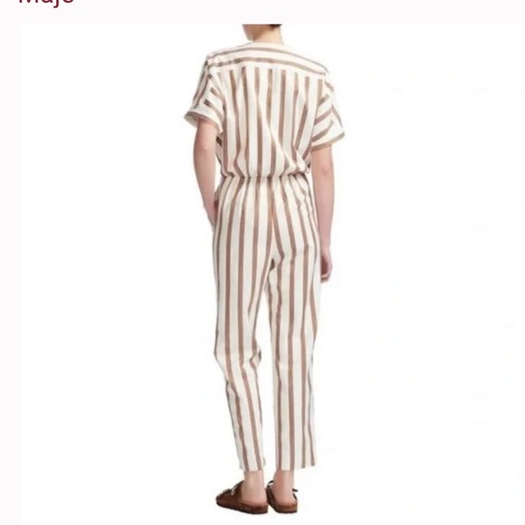Maje Pieni wrap-effect striped twill jumpsuit - Size 40/US 8 - Picture 4 of 14